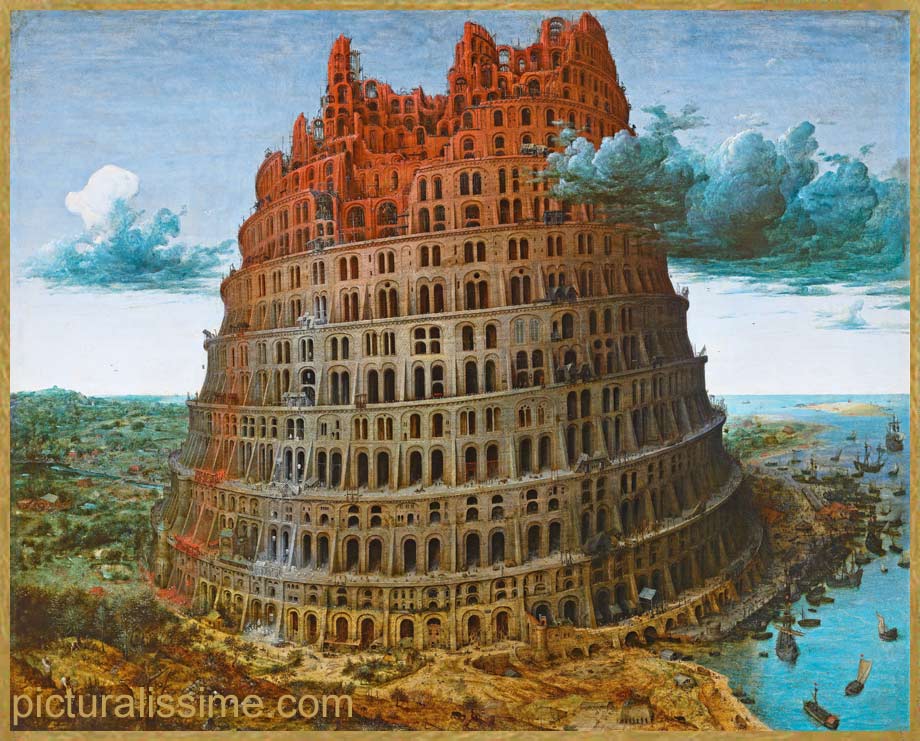 copie reproduction Bruegel La tour de Babel petite Rotterdam