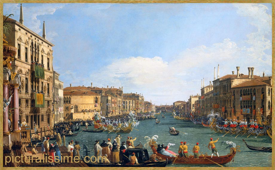 Copie Reproduction Canaletto Régate sur le Grand Canal