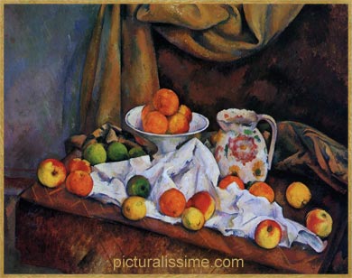 Cézanne compotier pichet fruits