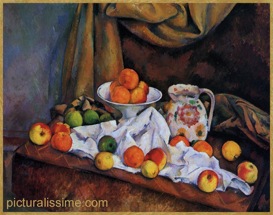 Copie Reproduction Cézanne Compotier Pichet et Fruits