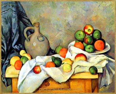Cézanne rideau cruche fruits plat