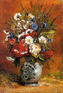 Paul Gauguin Marguerites et Pivoines vase bleu