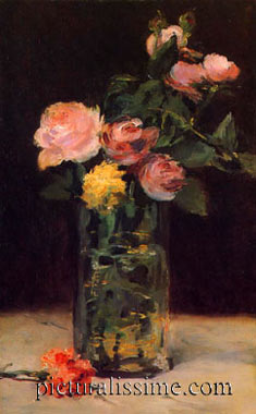 édouard Manet roses dans un vase