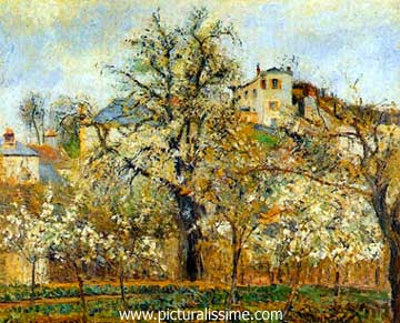 Camille Pissarro Printemps Pruniers en fleurs Potager arbres en fleurs, printemps, Pontoise
