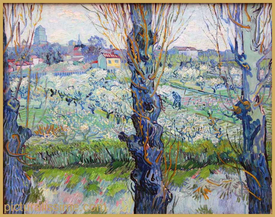 Copie Reproduction Van Gogh Vue d'Arles avec verger en fleurs