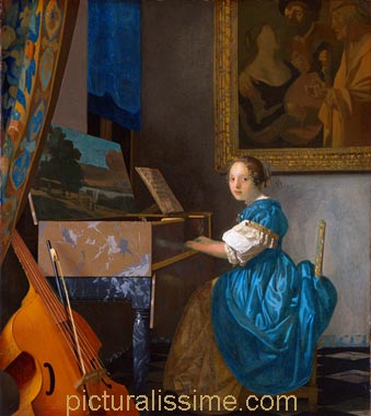 Vermeer Dame assise à l'épinette