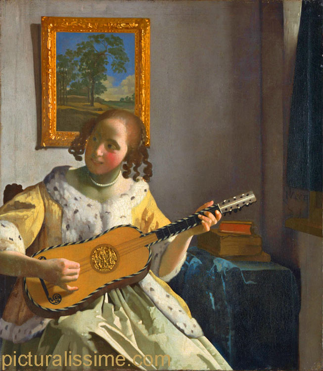 copie reproduction Vermeer Joueuse de guitare