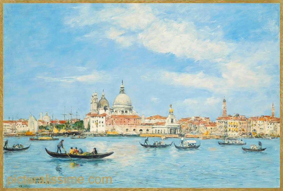 Copie Reproduction Boudin Venise, l'entre du Grand Canal, la Salute et la Douane