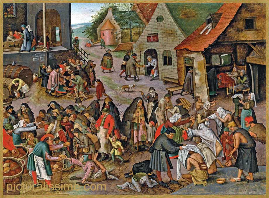 copie reproduction Bruegel Les Sept actes de charité