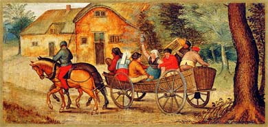 Bruegel Paysans dans un chariot