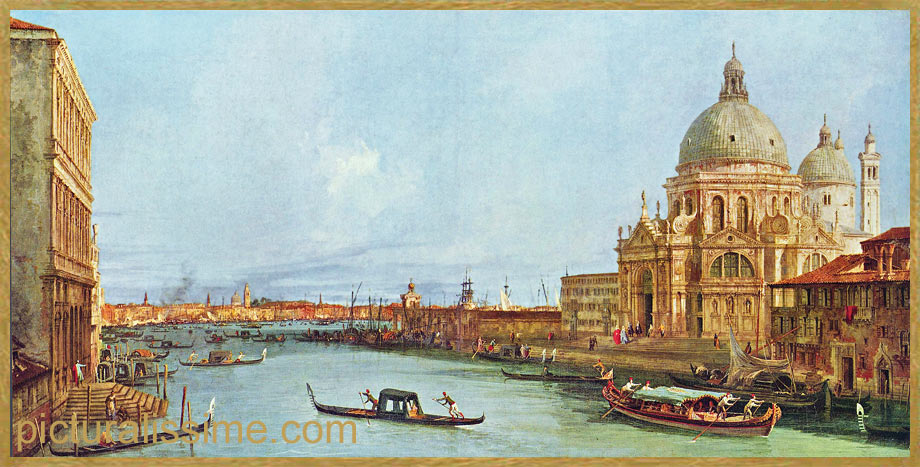 Copie Reproduction Canaletto Santa Maria della Salute vu du Grand Canal