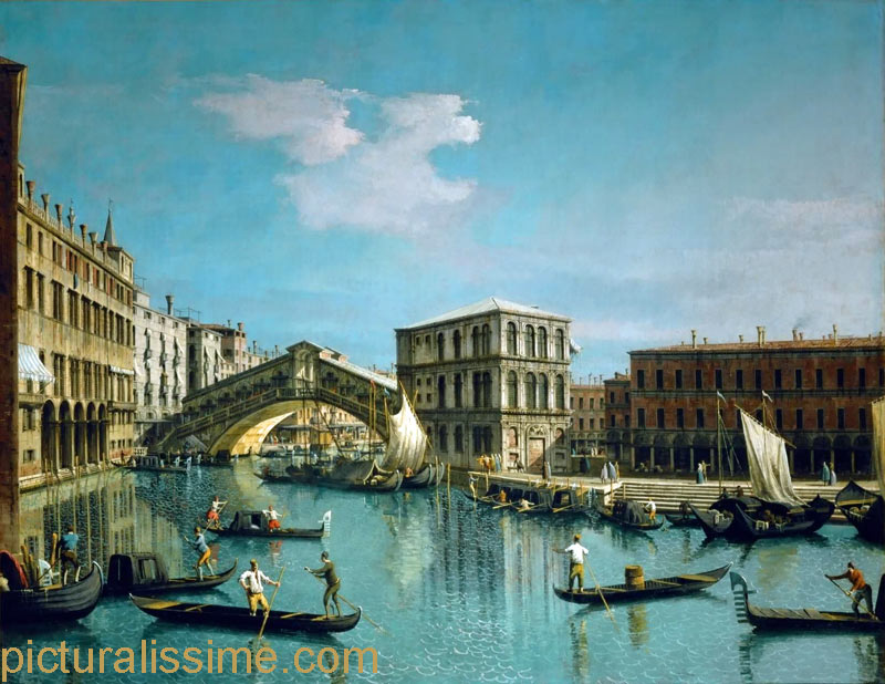 Copie Reproduction Canaletto le Pont du Rialto vu du nord