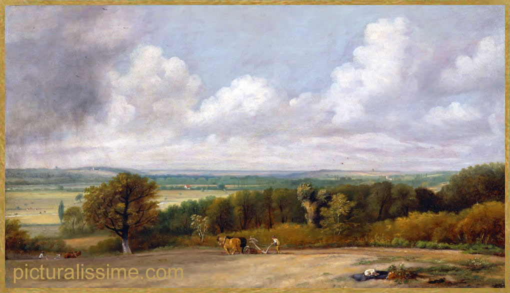 Copie Reproduction Constable Paysage Scène de Labourage