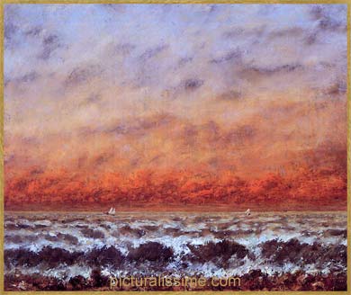 Gustave Courbet Paysage Marin coucher de soleil