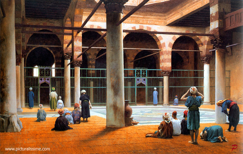 Copie Reproduction Jean Léon Gérme intérieur de la Mosquée