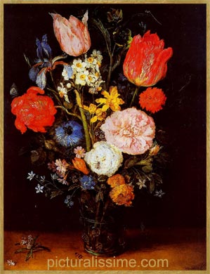 Bruegel Bouquet de fleurs vase verre