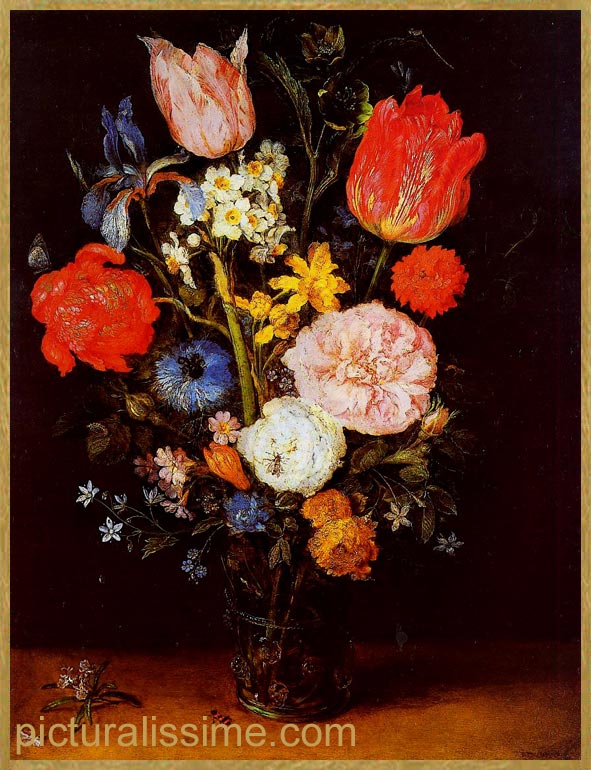 Bruegel Bouquet de fleurs vase en verre