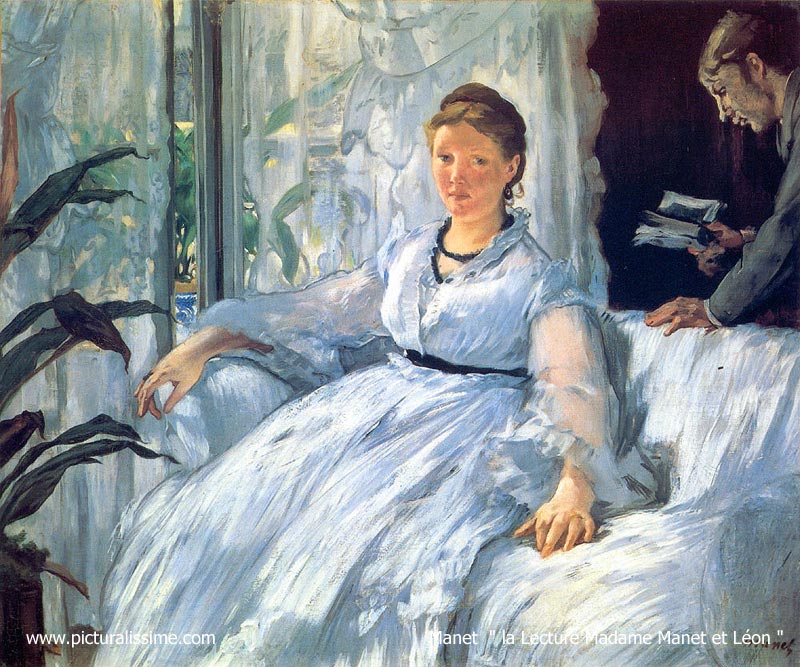 Copie Reproduction de Manet la Lecture Madame Manet et Léon