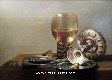 nature morte Pieter Claez verre de vin coupe argent