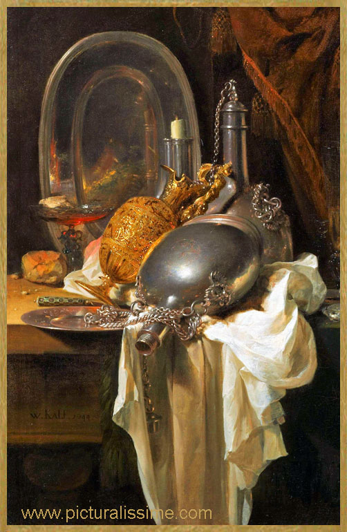 Copie Repropuction nature morte Kalf willem Or et Argent