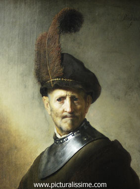 Rembrandt Vieil homme en costume militaire