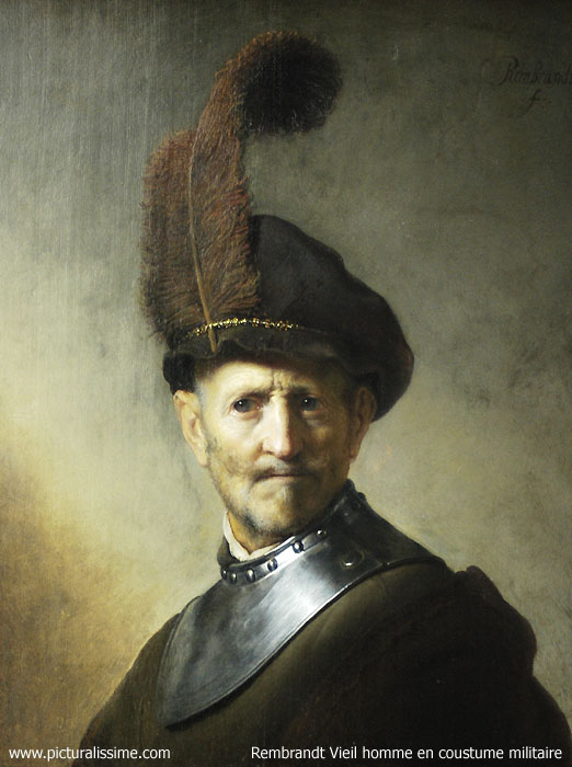 Copie Reproduction Rembrandt Vieil homme en costume militaire