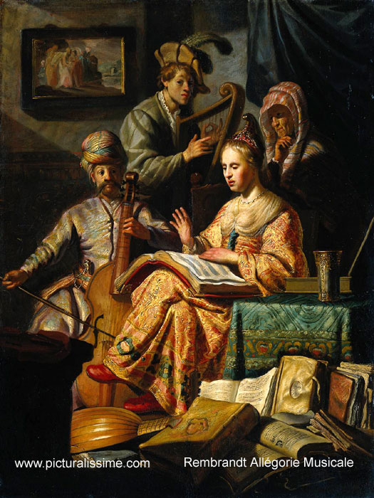 Copie Reproduction Rembrandt Allégorie Musicale