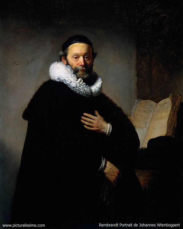 Copie Reproduction Rembrandt Portrait de Johannes Wtenbogaert