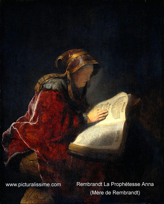 Copie Reproduction Rembrandt La Prophétesse Anna - Mère de Rembrandt