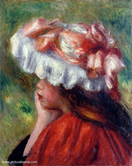 Copie Reproduction Renoir Fillette au Chapeau rouge