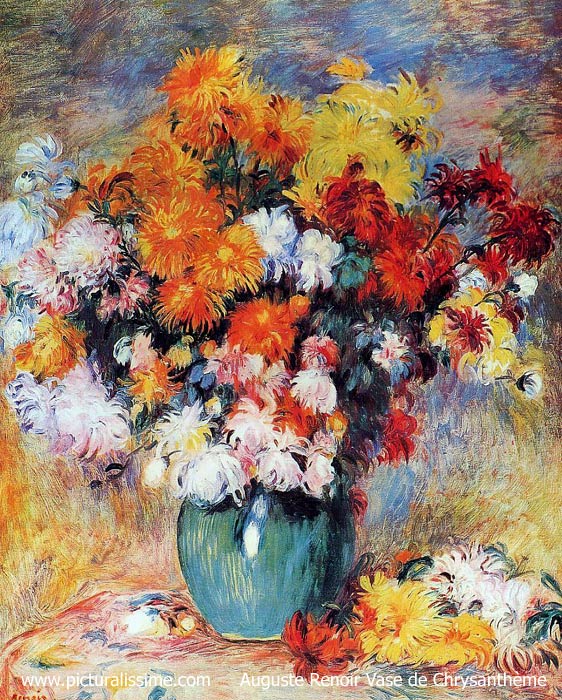 Copie Reproduction Renoir Vase de Chrysanthème