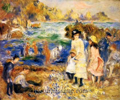 Auguste Renoir enfants sur la plage à guernesey