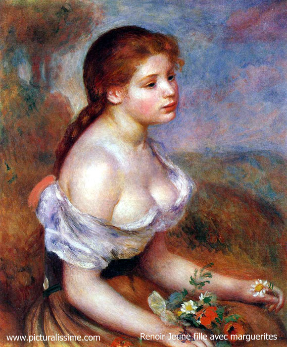 Copie Reproduction Renoir Jeune fille avec Marguerites