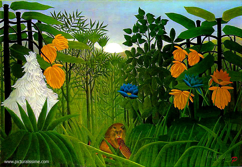 Copie Reproduction Henri Rousseau Le Repas du Lion