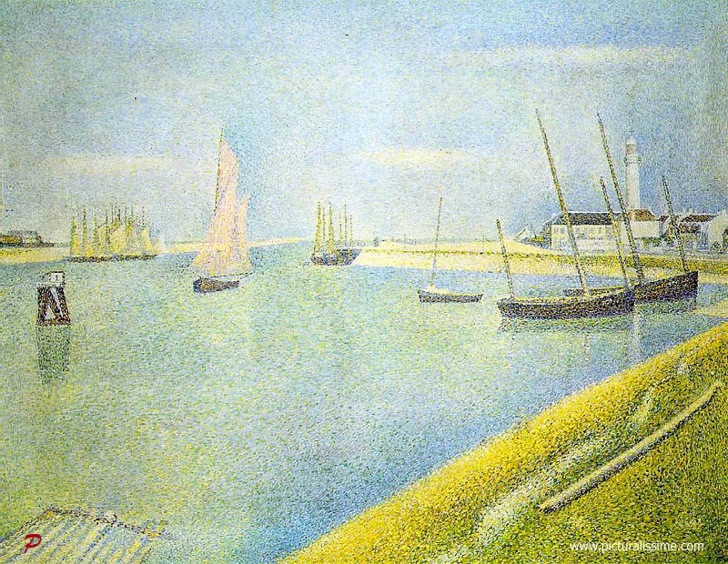 Copie Reproduction Seurat Chenal de Gravelines vers la mer