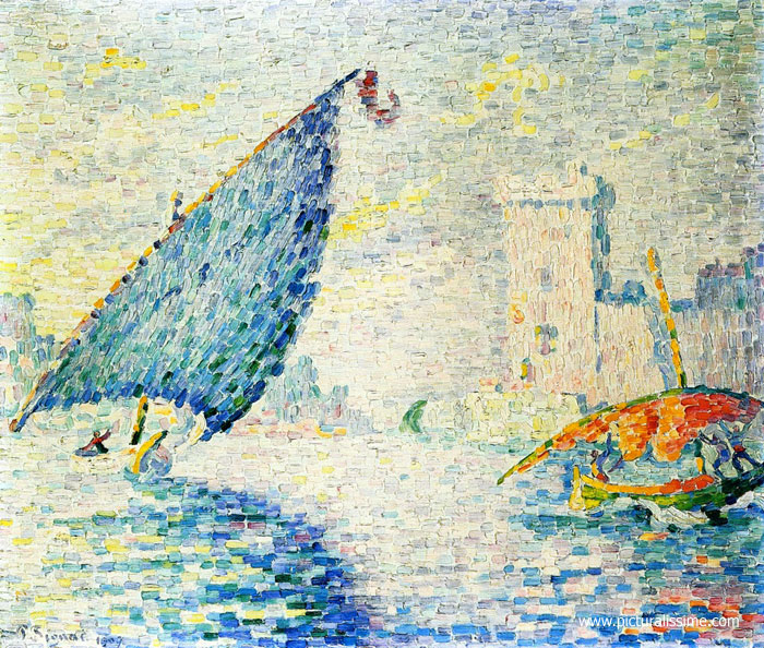 Copie Reproduction Signac Bateaux de pêche Port de Marseille