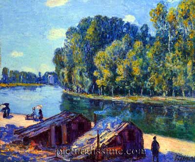 Alfred Sisley cabines au bord du loing effet de soleil