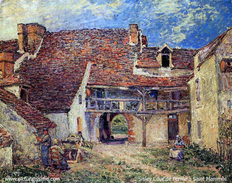 Copie Reproduction de Sisley Cour de ferme à Saint Mammès