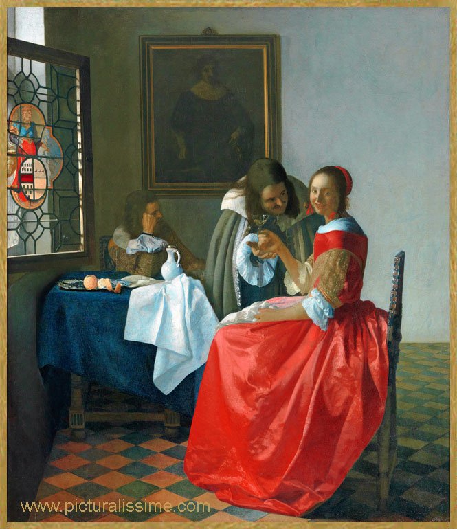 copie reproduction Vermeer la Jeune fille au verre de vin