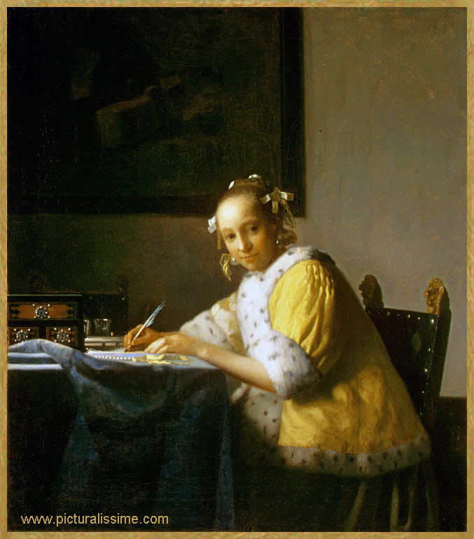 copie reproduction Vermeer une Dame évrivant une lettre